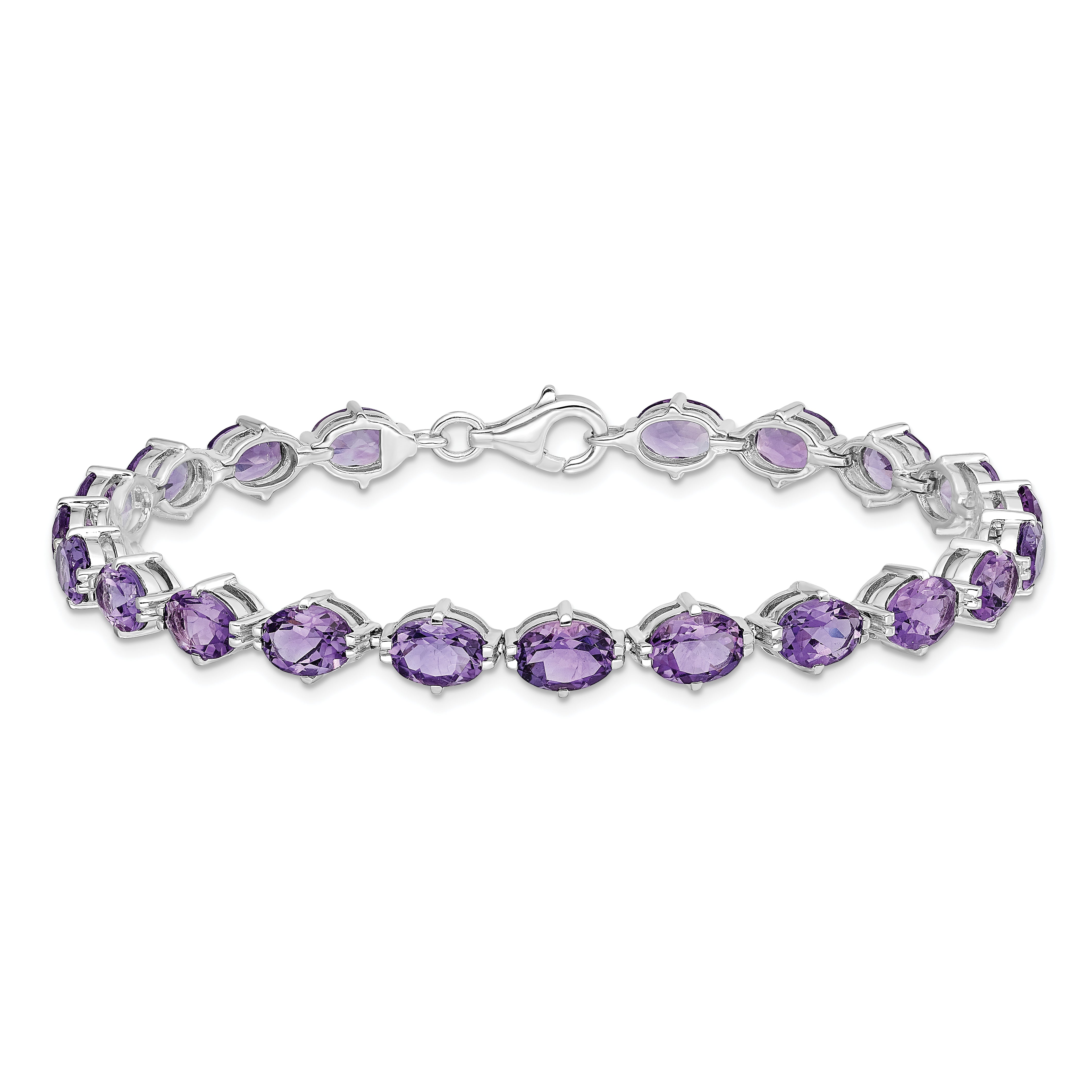 Sterling Silver Rhodium-plated Amethyst Bracelet