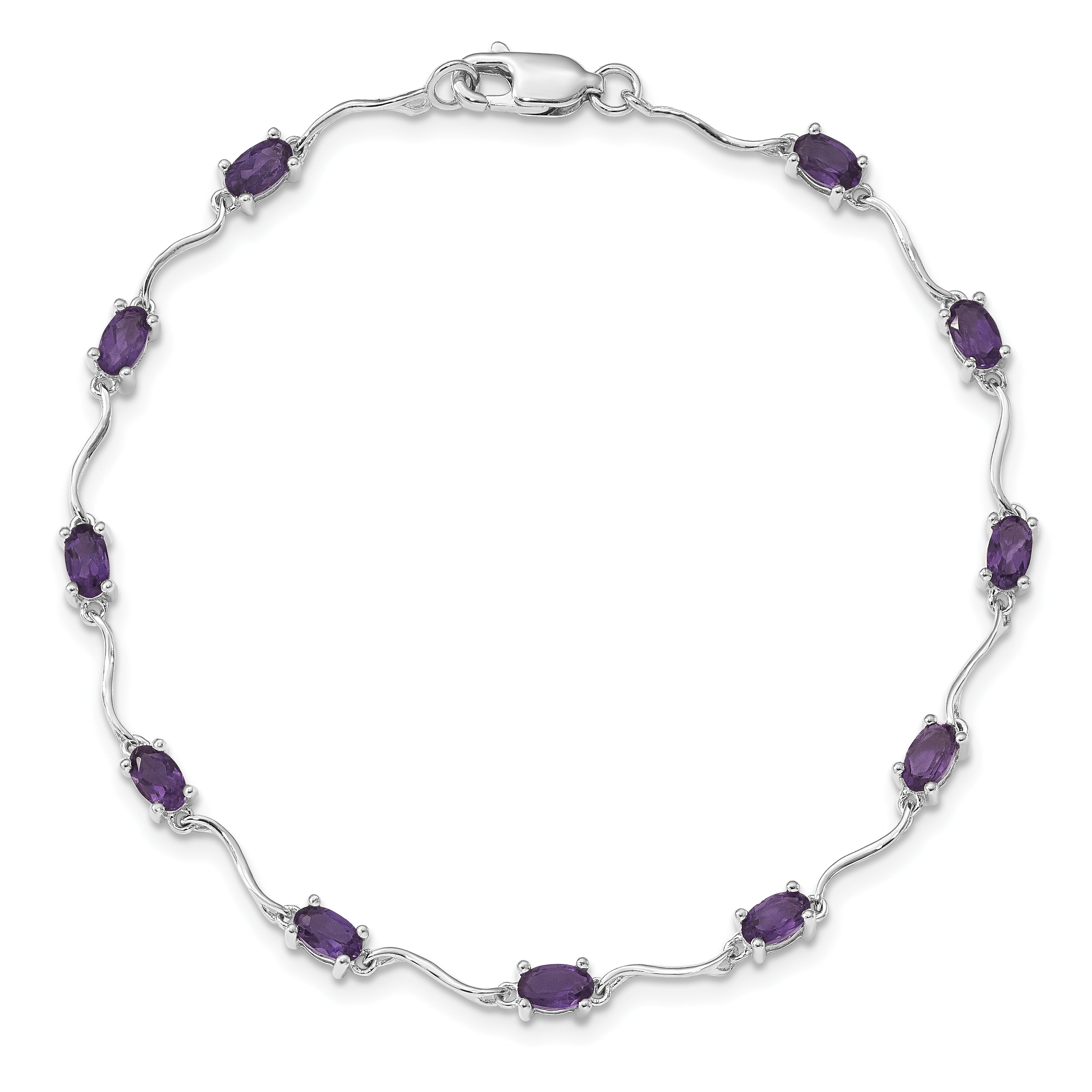 Sterling Silver Rhodium-plated Amethyst Bracelet