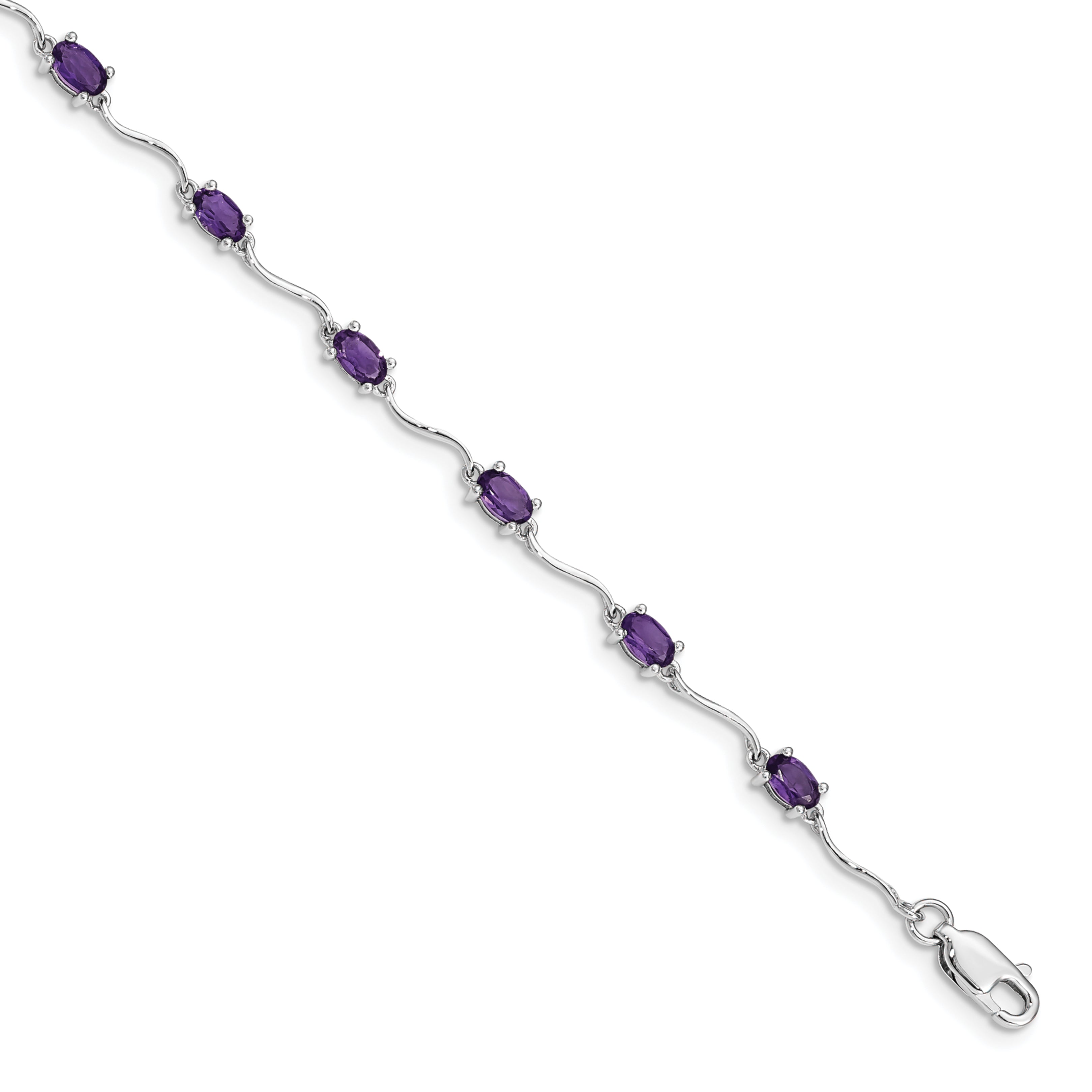 Sterling Silver Rhodium-plated Amethyst Bracelet