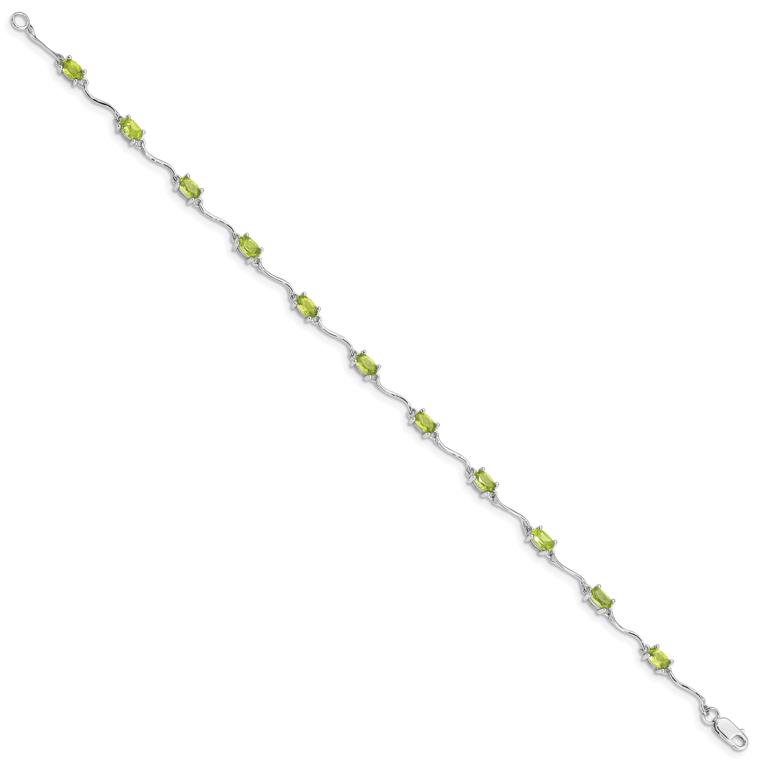 Sterling Silver Rhodium-plated Peridot Bracelet