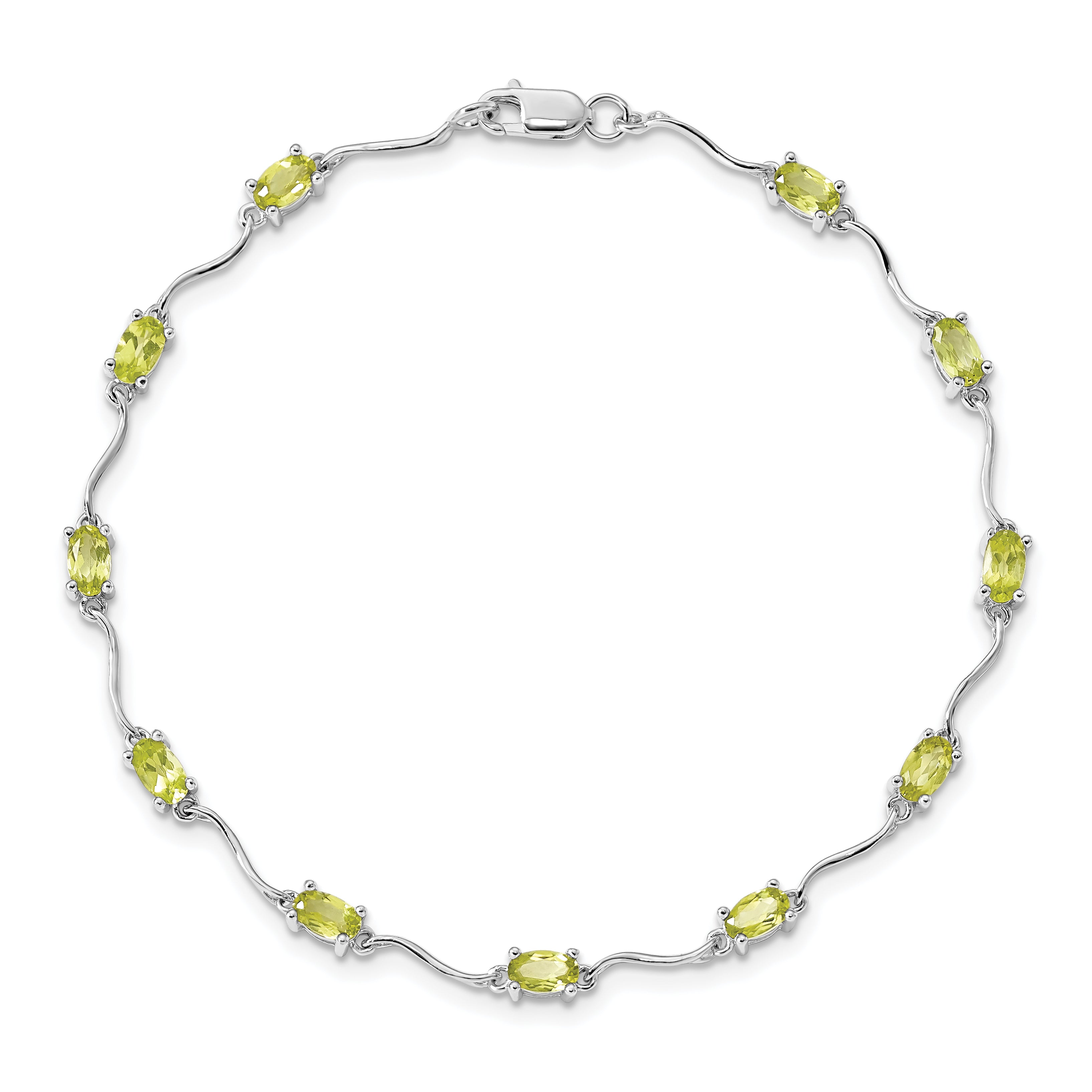 Sterling Silver Rhodium-plated Peridot Bracelet