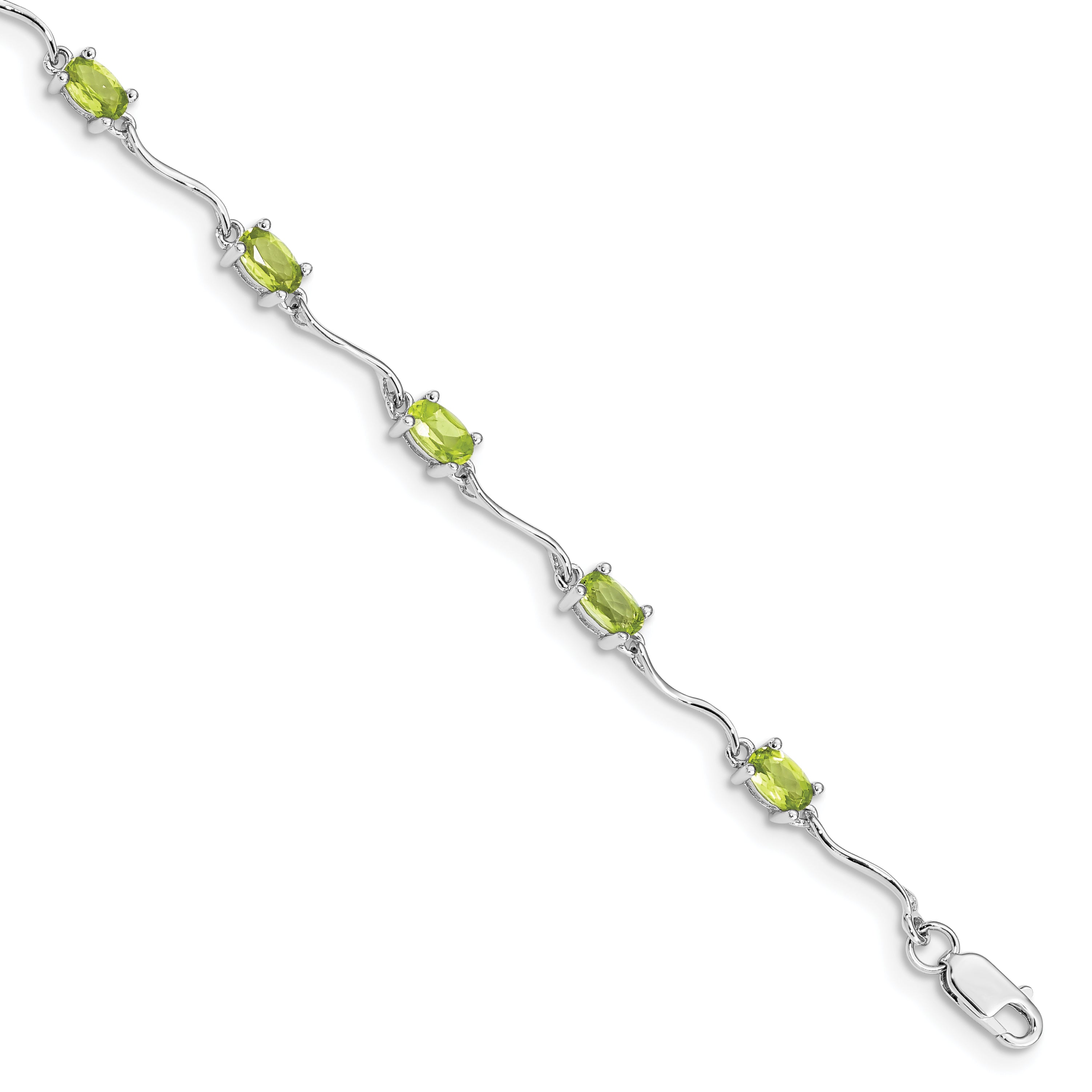 Sterling Silver Rhodium-plated Peridot Bracelet