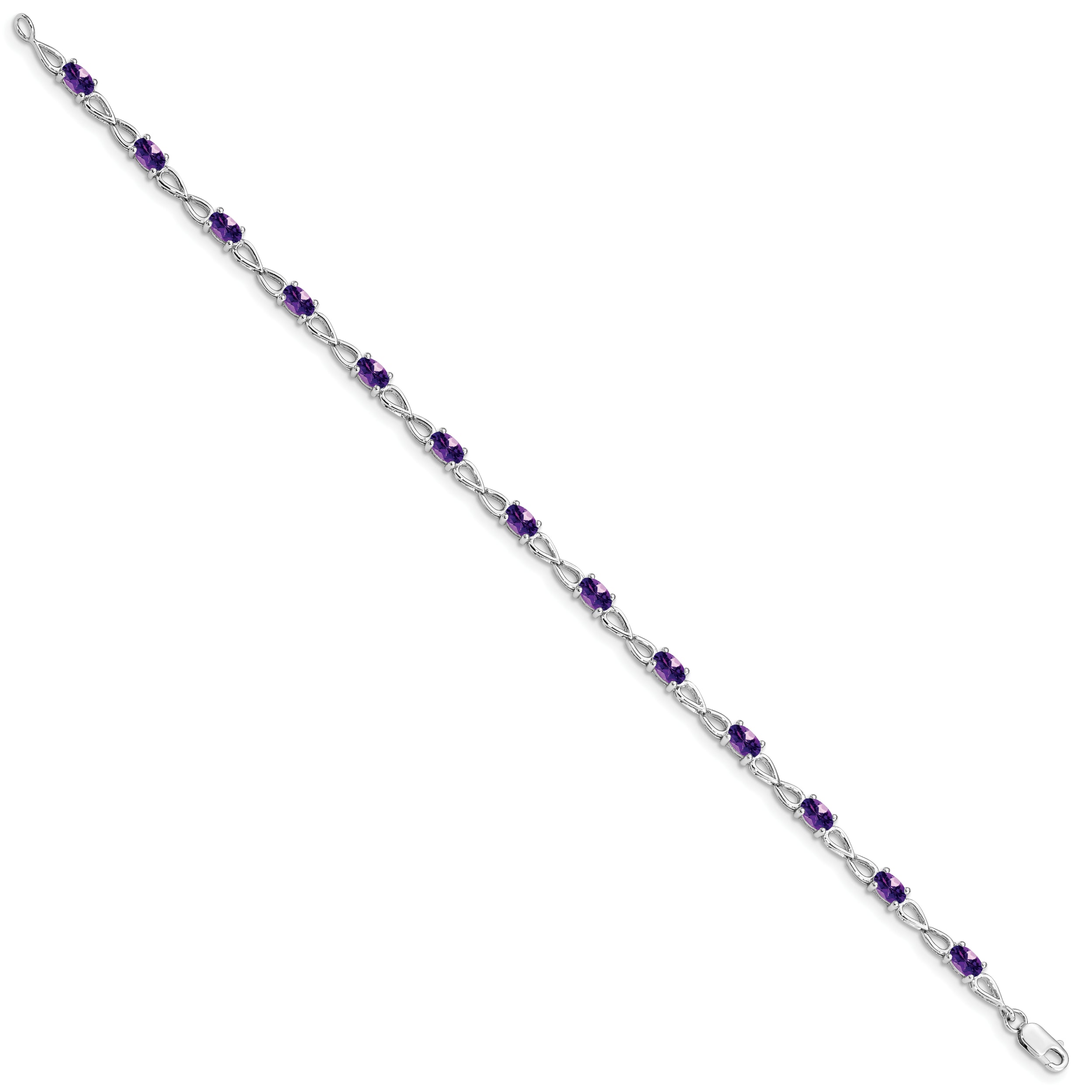 Sterling Silver Rhodium-plated Amethyst Bracelet