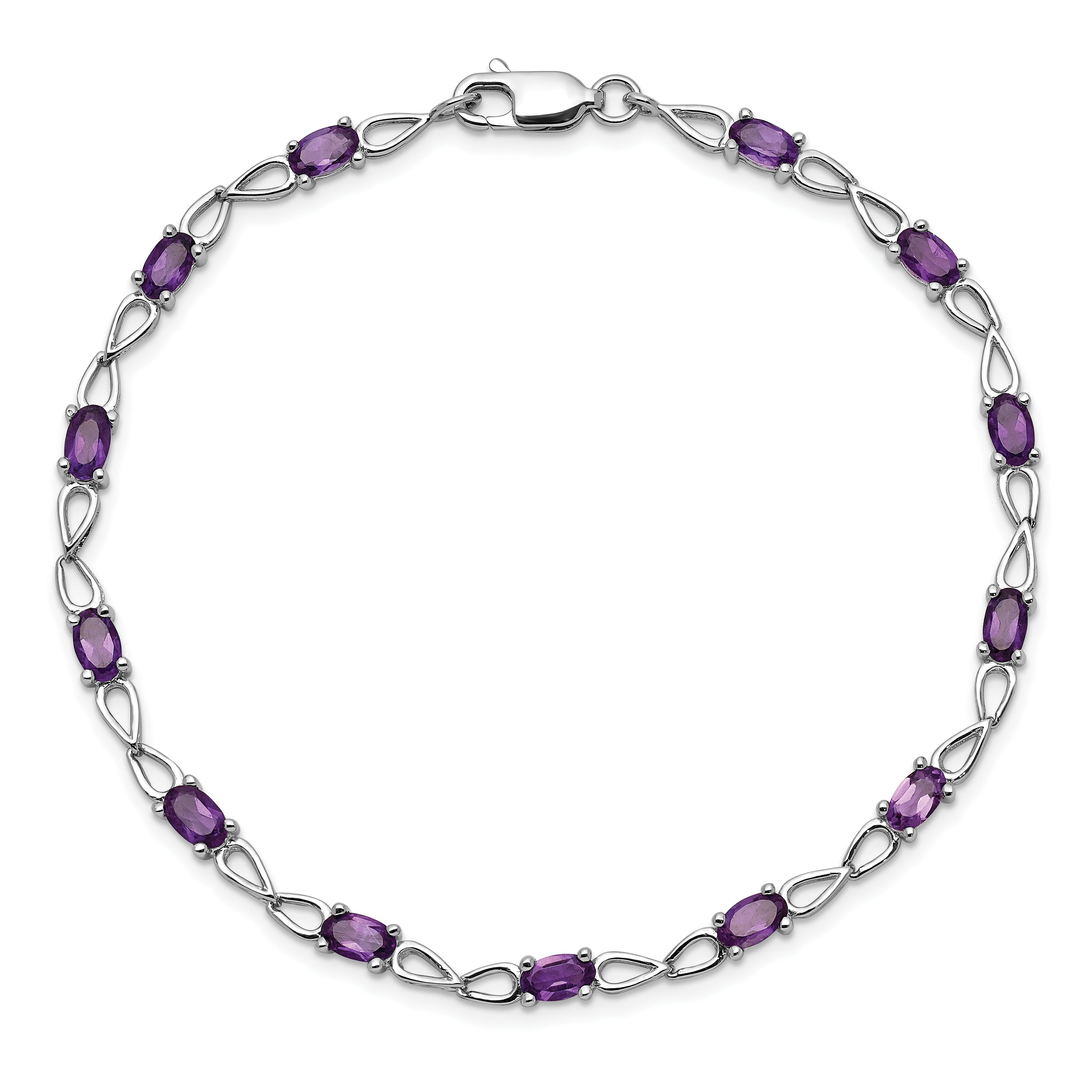 Sterling Silver Rhodium-plated Amethyst Bracelet