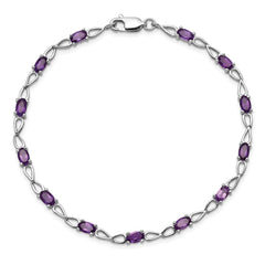 Sterling Silver Rhodium-plated Amethyst Bracelet