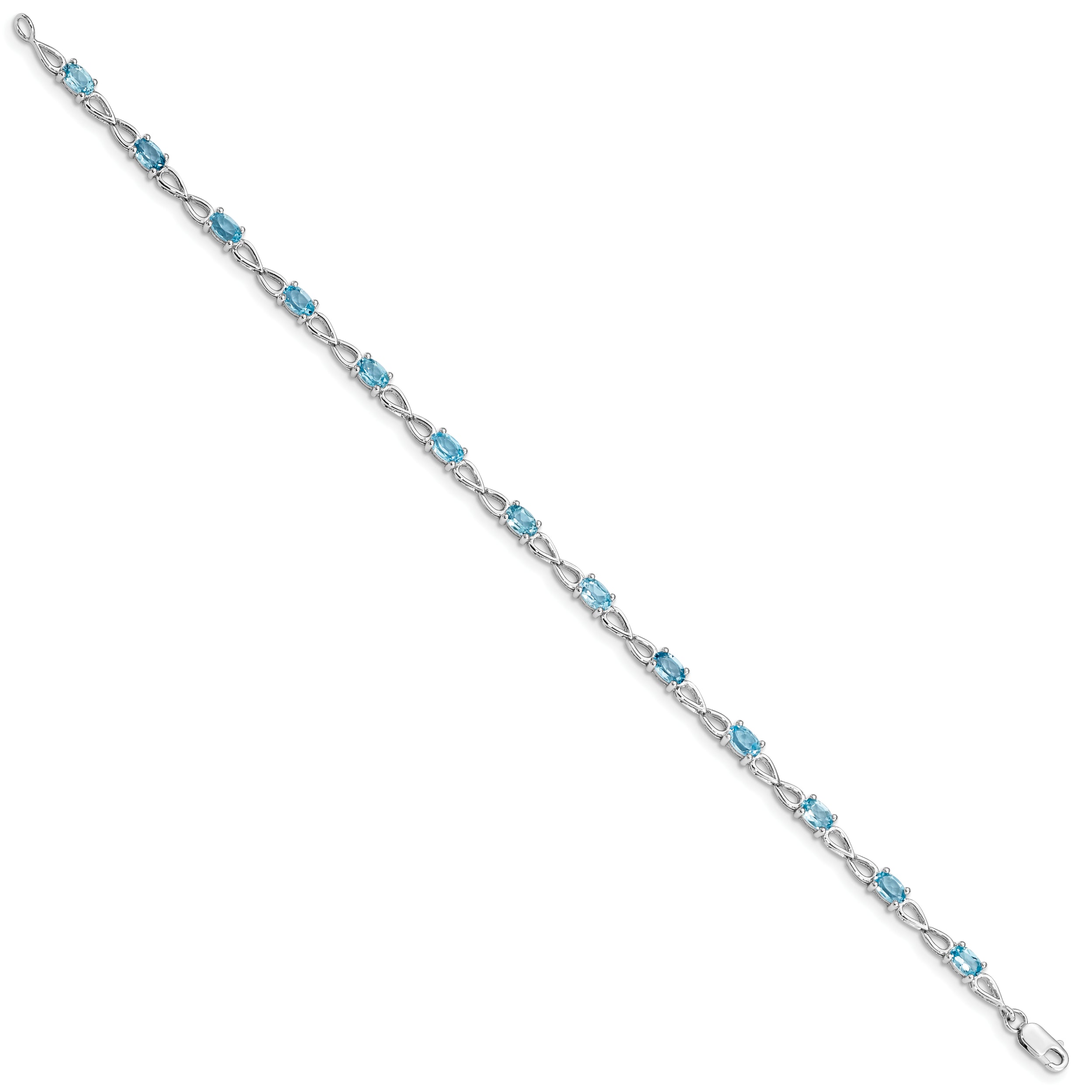 Sterling Silver Rhodium-plated Blue Topaz Bracelet