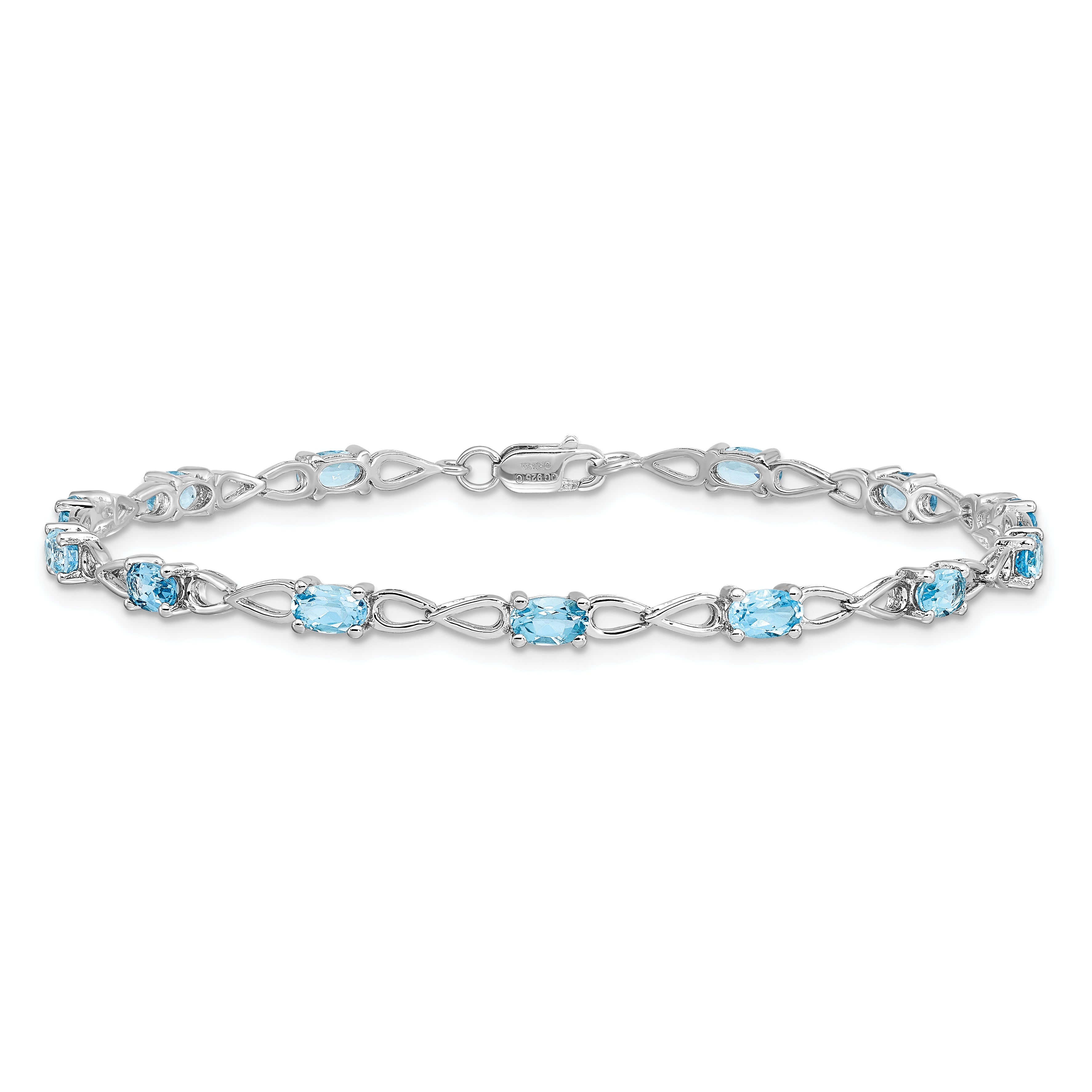 Sterling Silver Rhodium-plated Blue Topaz Bracelet