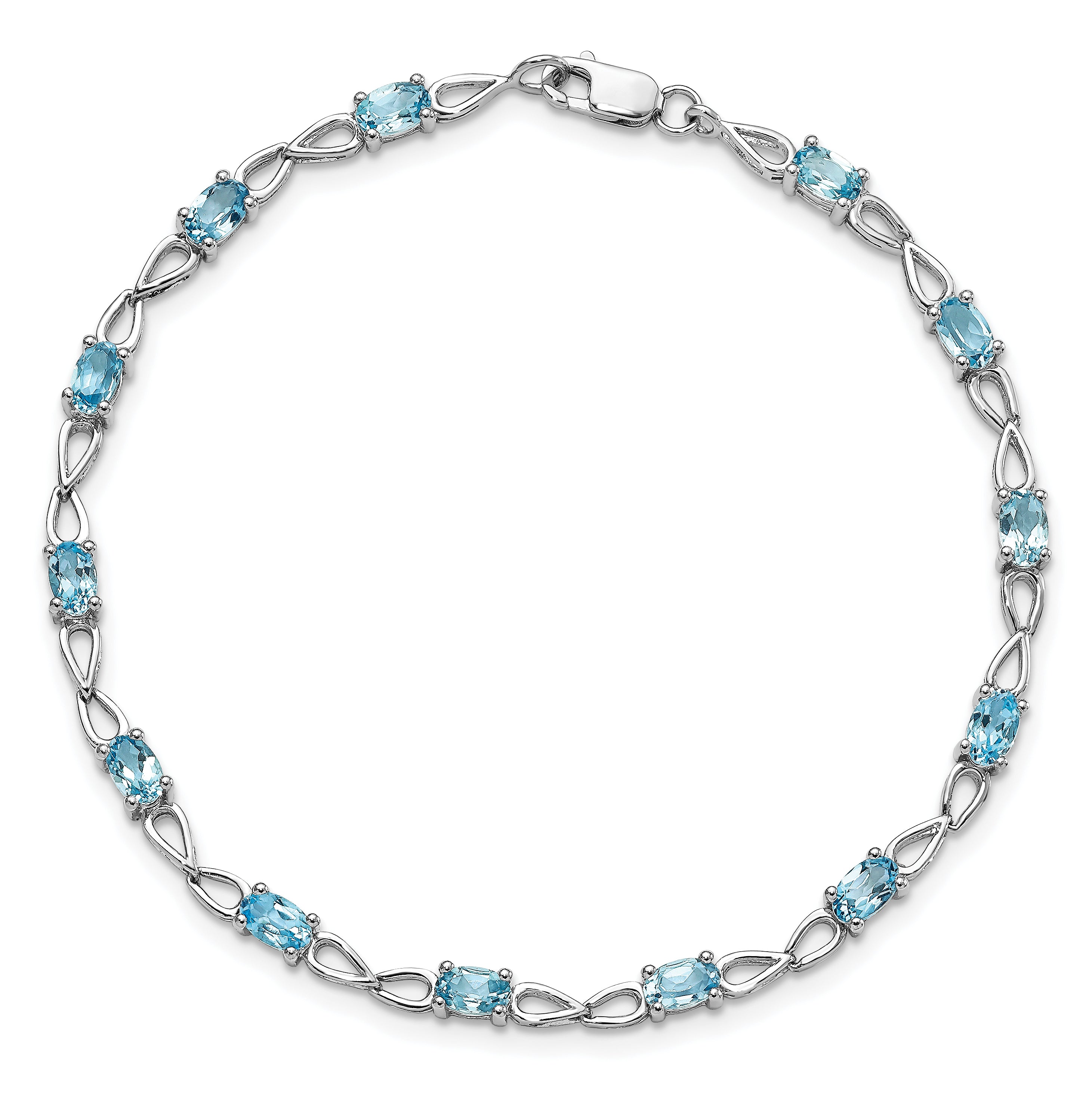 Sterling Silver Rhodium-plated Blue Topaz Bracelet