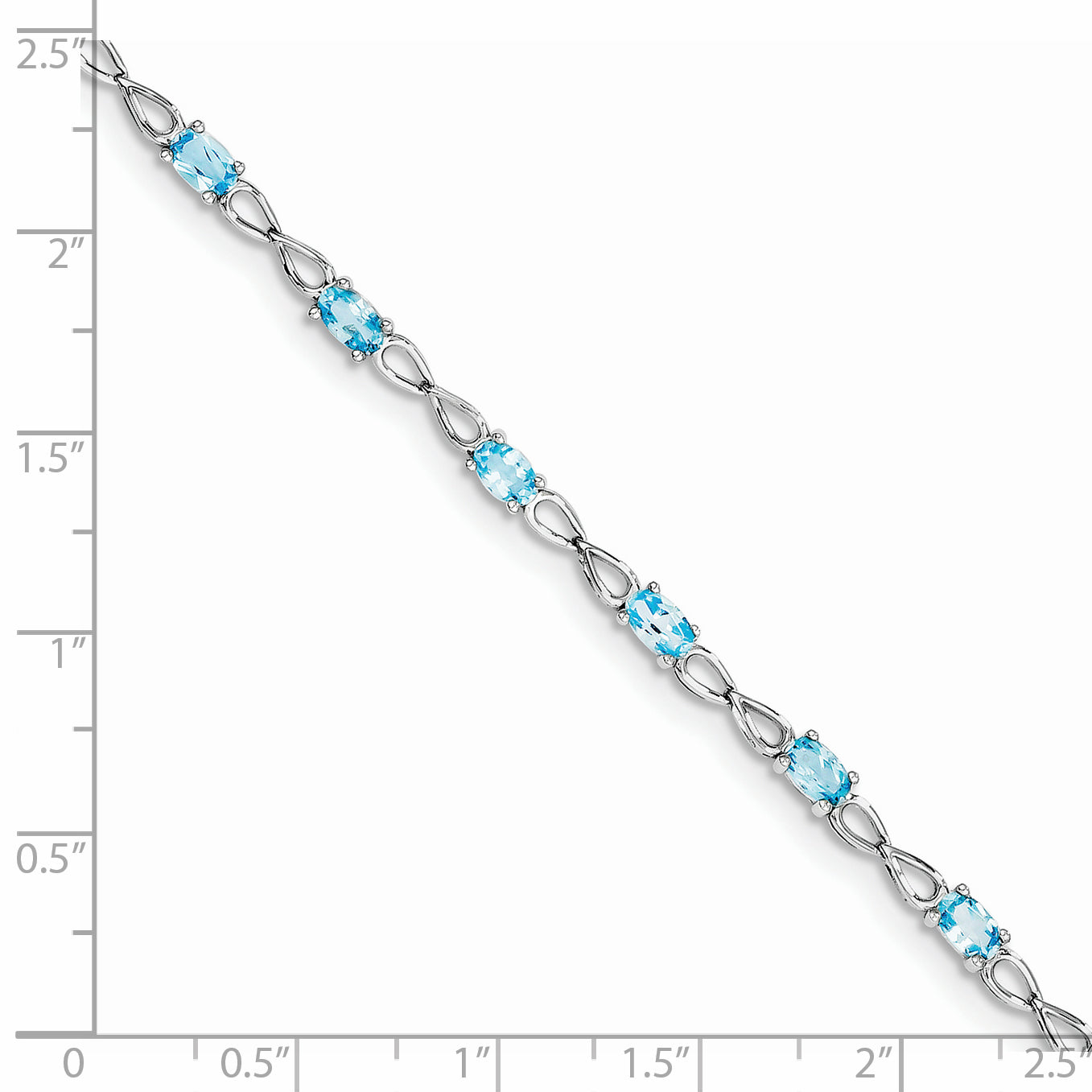 Sterling Silver Rhodium-plated Blue Topaz Bracelet