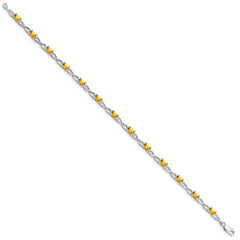 Sterling Silver Rhodium-plated Citrine Bracelet