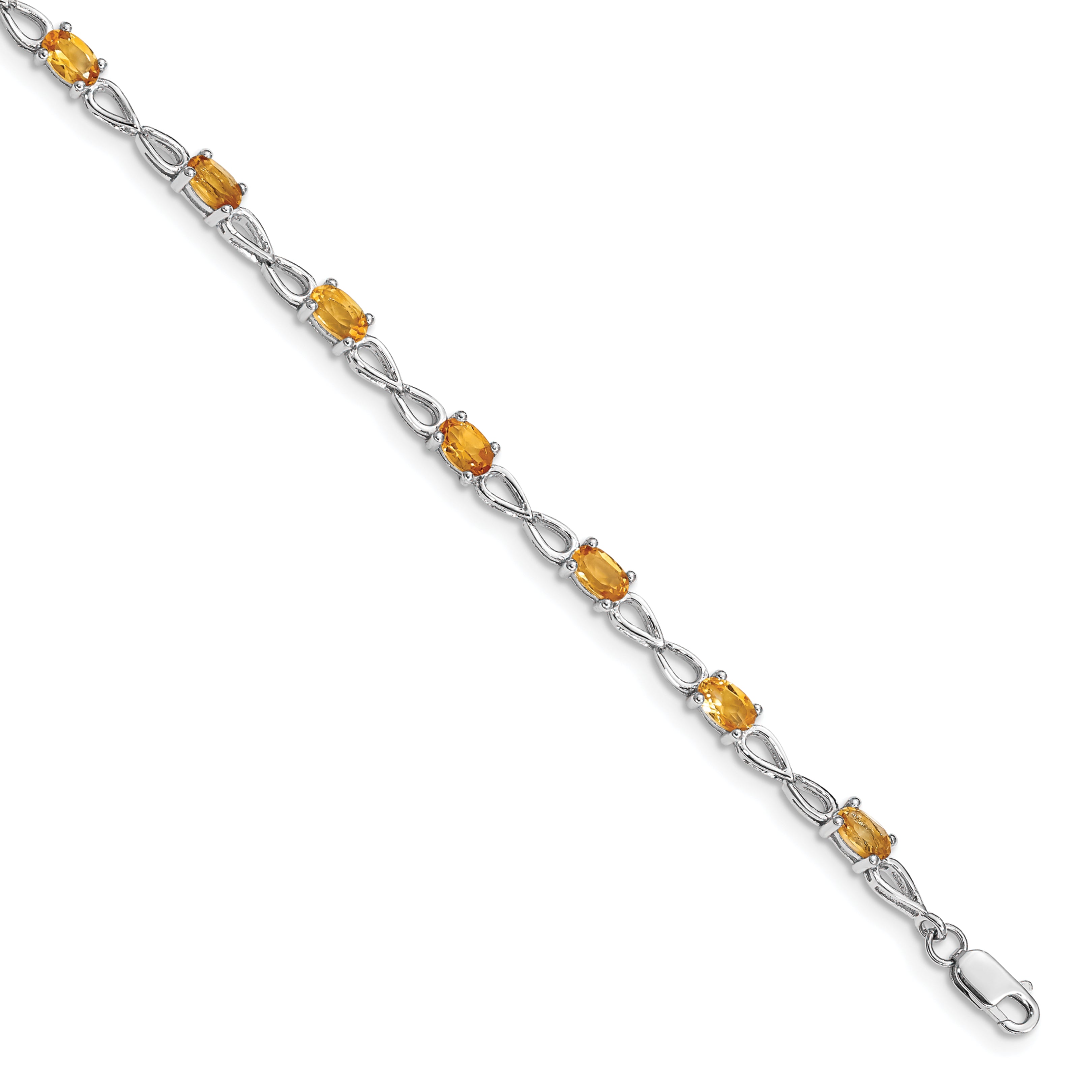 Sterling Silver Rhodium-plated Citrine Bracelet