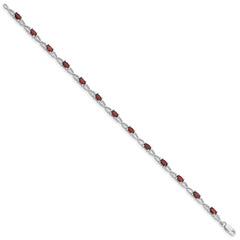 Sterling Silver Rhodium-plated Garnet Bracelet