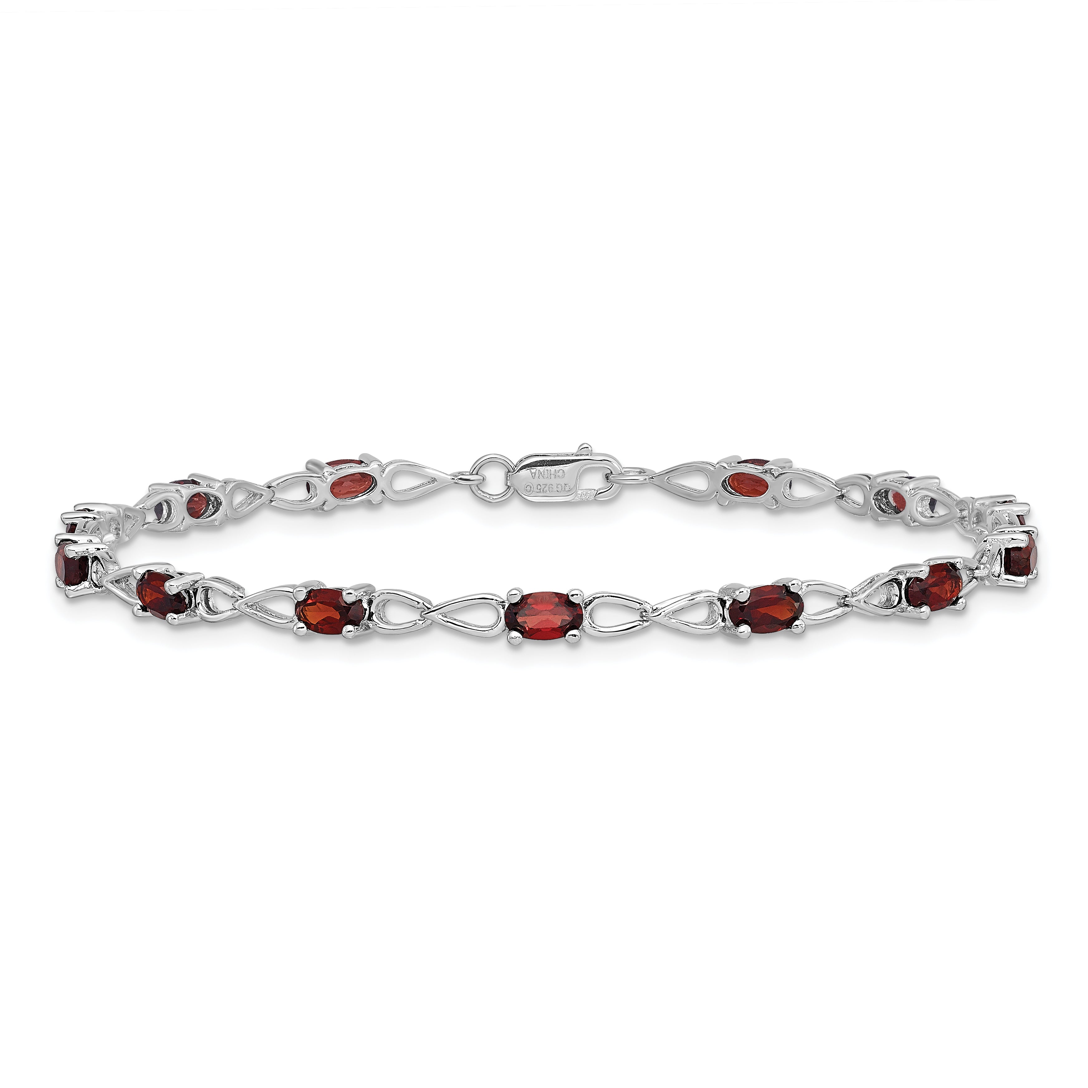 Sterling Silver Rhodium-plated Garnet Bracelet