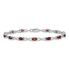 Sterling Silver Rhodium-plated Garnet Bracelet