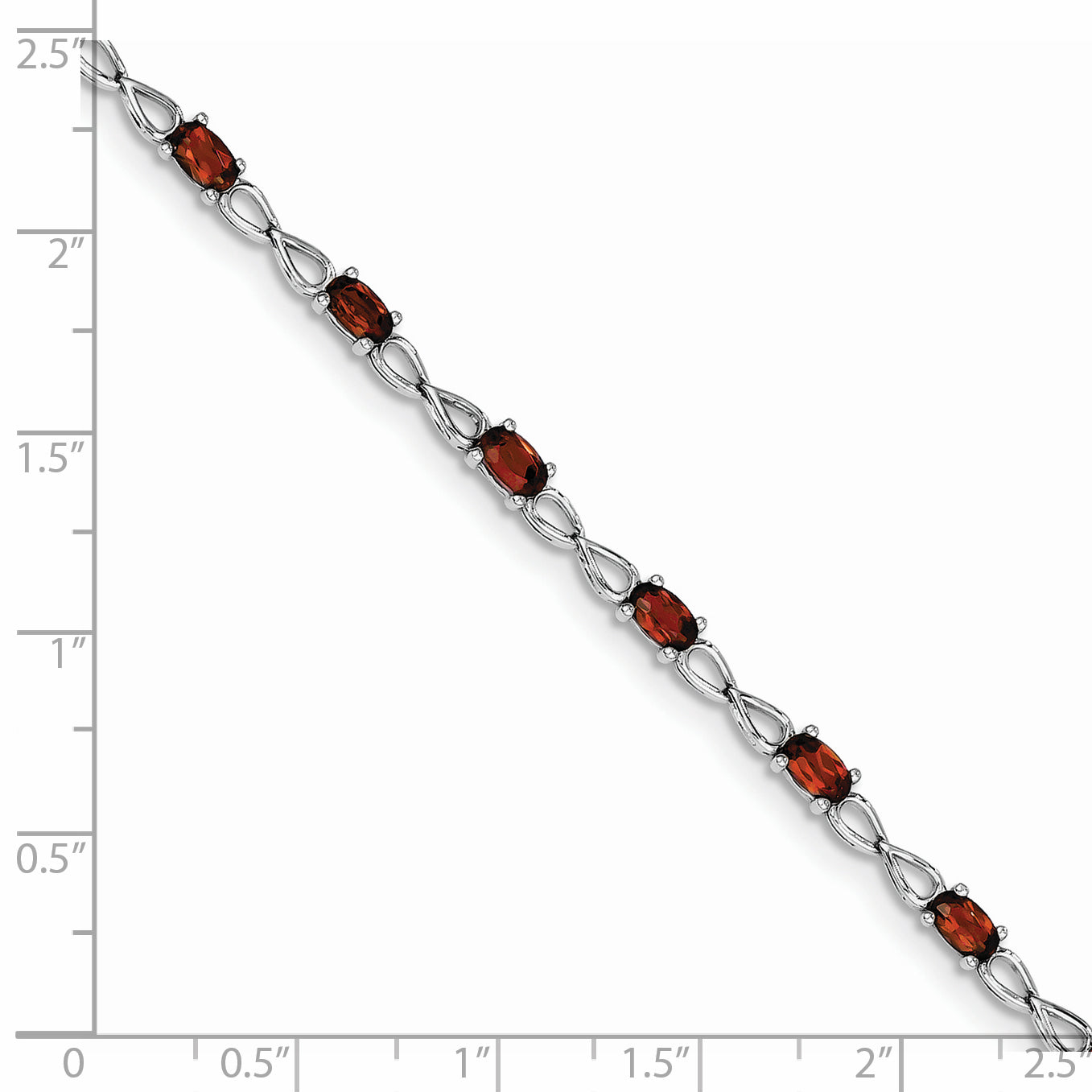 Sterling Silver Rhodium-plated Garnet Bracelet