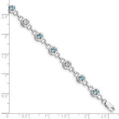 Sterling Silver Rhodium-plated Blue Topaz & Diamond Bracelet