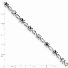 Sterling Silver Rhodium-plated Amethyst & Diamond Bracelet