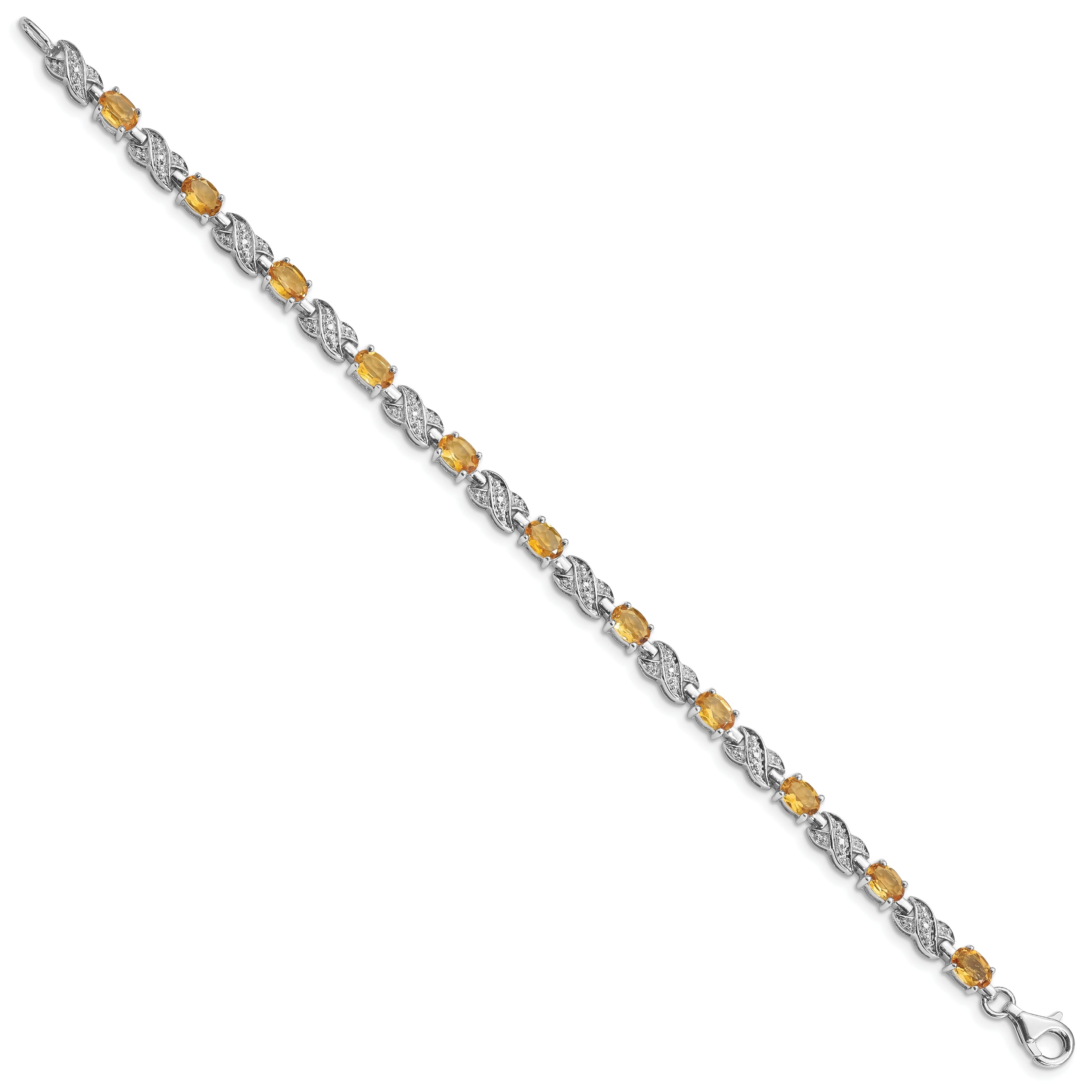 Sterling Silver Rhodium-plated Citrine Bracelet