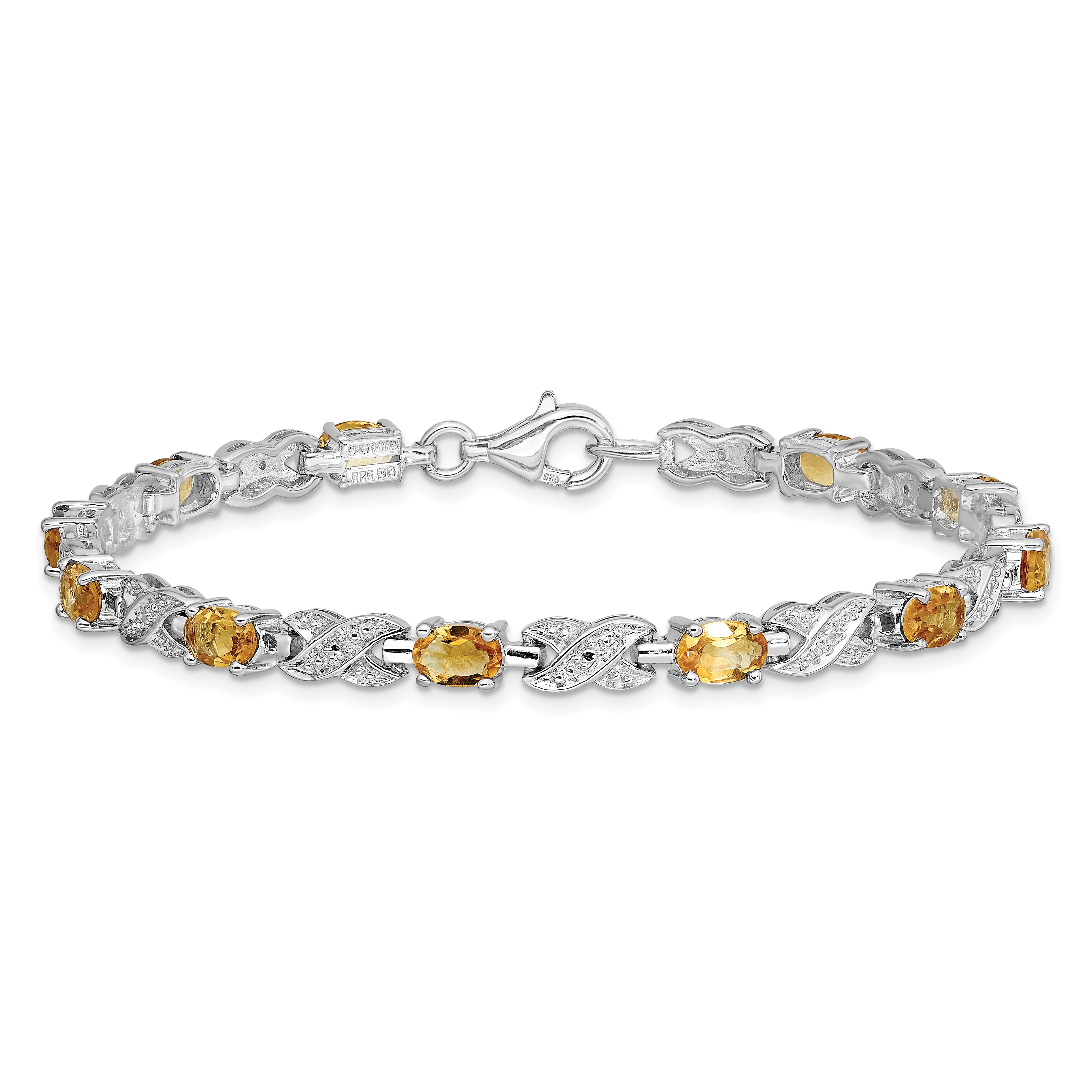 Sterling Silver Rhodium-plated Citrine Bracelet