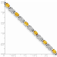 Sterling Silver Rhodium-plated Citrine Bracelet