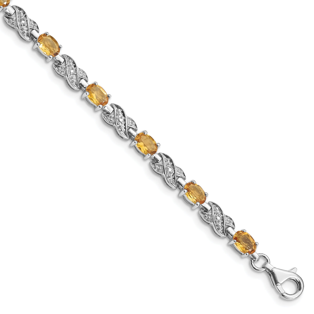 Sterling Silver Rhodium-plated Citrine Bracelet