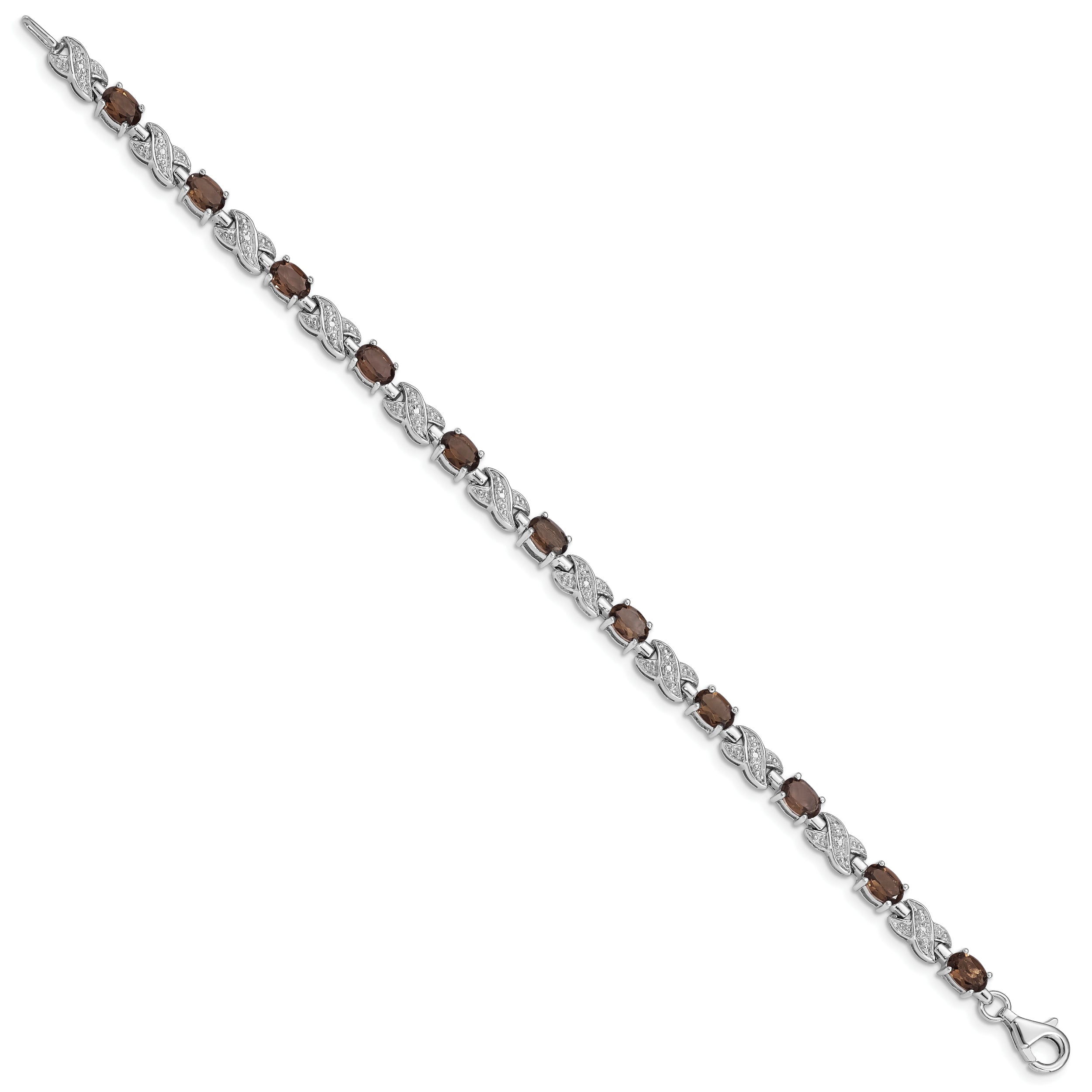 Sterling Silver Rhodium-plated Smoky Quartz Bracelet