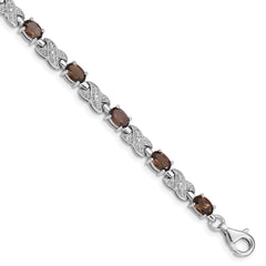 Sterling Silver Rhodium-plated Smoky Quartz Bracelet