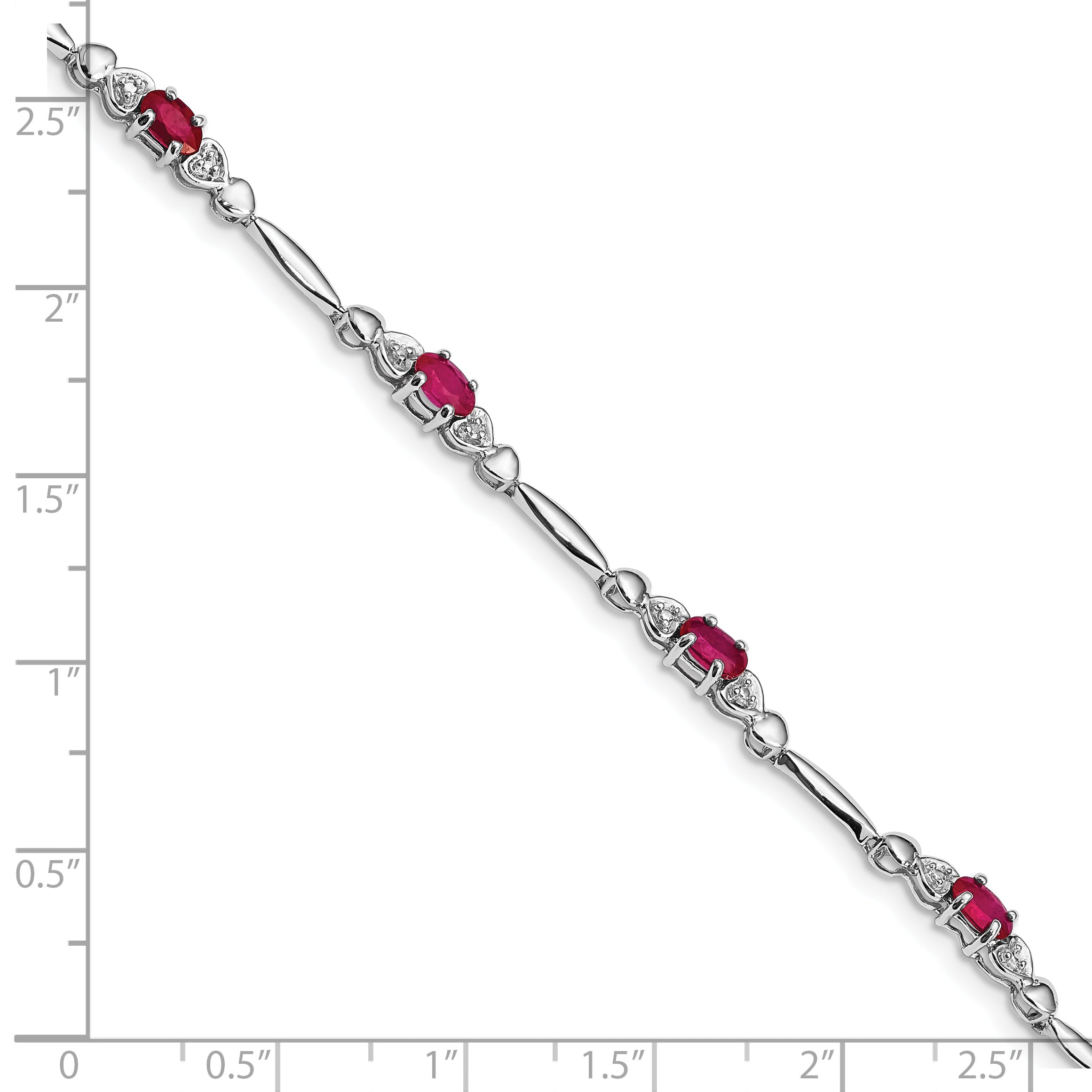 Sterling Silver Rhodium-plated Composite Ruby and Diamond Bracelet