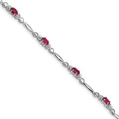 Sterling Silver Rhodium-plated Composite Ruby and Diamond Bracelet