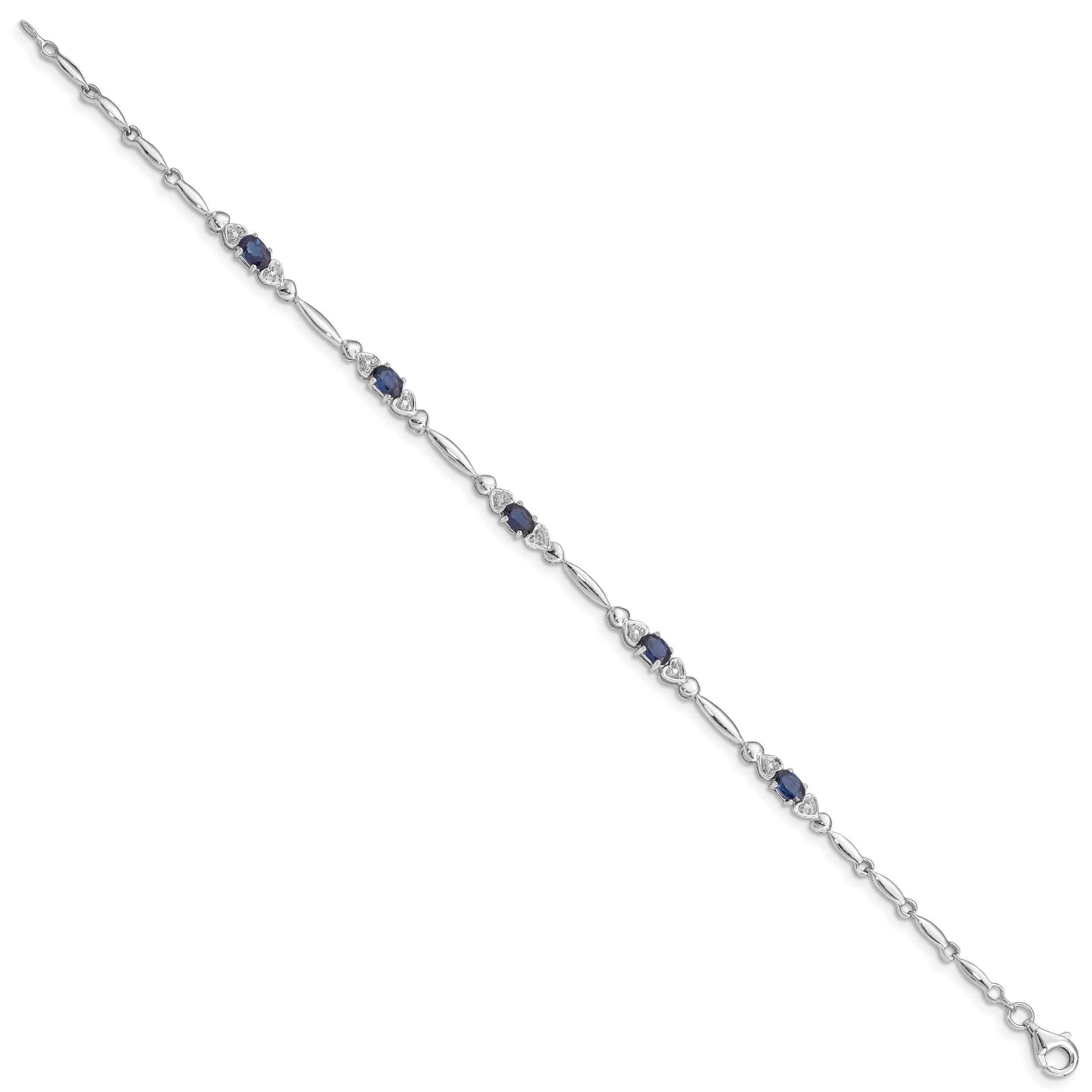 Sterling Silver Rhodium-plated Sapphire and Diamond Bracelet