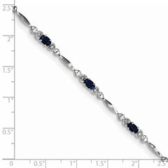 Sterling Silver Rhodium-plated Sapphire and Diamond Bracelet