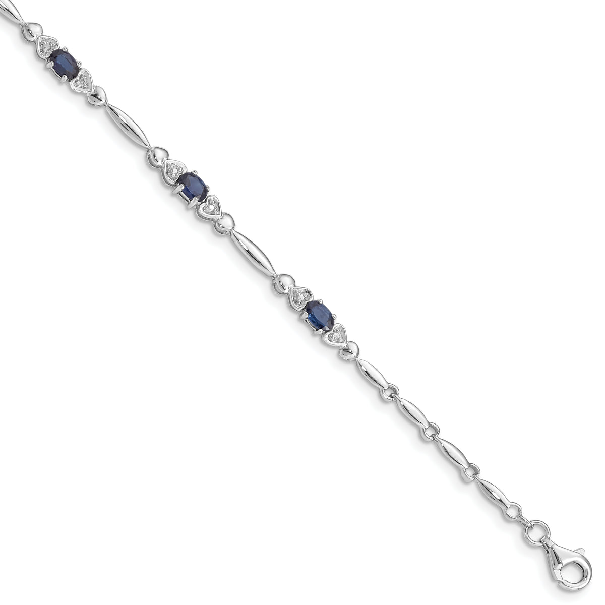 Sterling Silver Rhodium-plated Sapphire and Diamond Bracelet