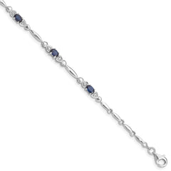 Sterling Silver Rhodium-plated Sapphire and Diamond Bracelet