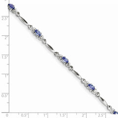 Sterling Silver Rhodium-plated Tanzanite and Diamond Bracelet