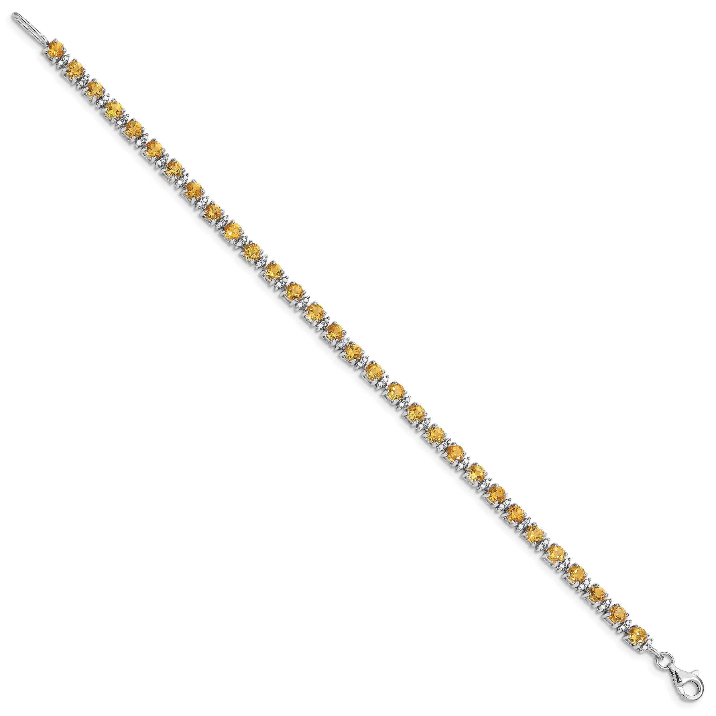 Sterling Silver Rhodium-plated Citrine and Diamond Bracelet