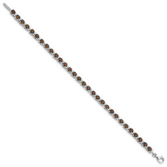 Sterling Silver Rhodium-plated Smoky Quartz and Diamond Bracelet