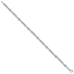 Sterling Silver Rhodium-plated Aquamarine and Diamond Bracelet