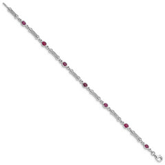 Sterling Silver Rhodium-plated Composite Ruby and Diamond Bracelet