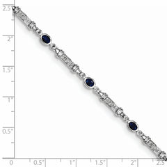 Sterling Silver Rhodium-plated Sapphire and Diamond Bracelet