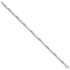 Sterling Silver Rhodium-plated Aquamarine and Diamond Bracelet