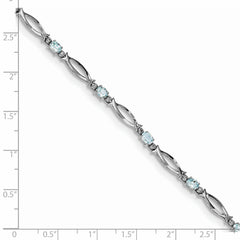 Sterling Silver Rhodium-plated Aquamarine and Diamond Bracelet