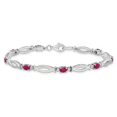 Sterling Silver Rhodium-plated Composite Ruby and Diamond Bracelet