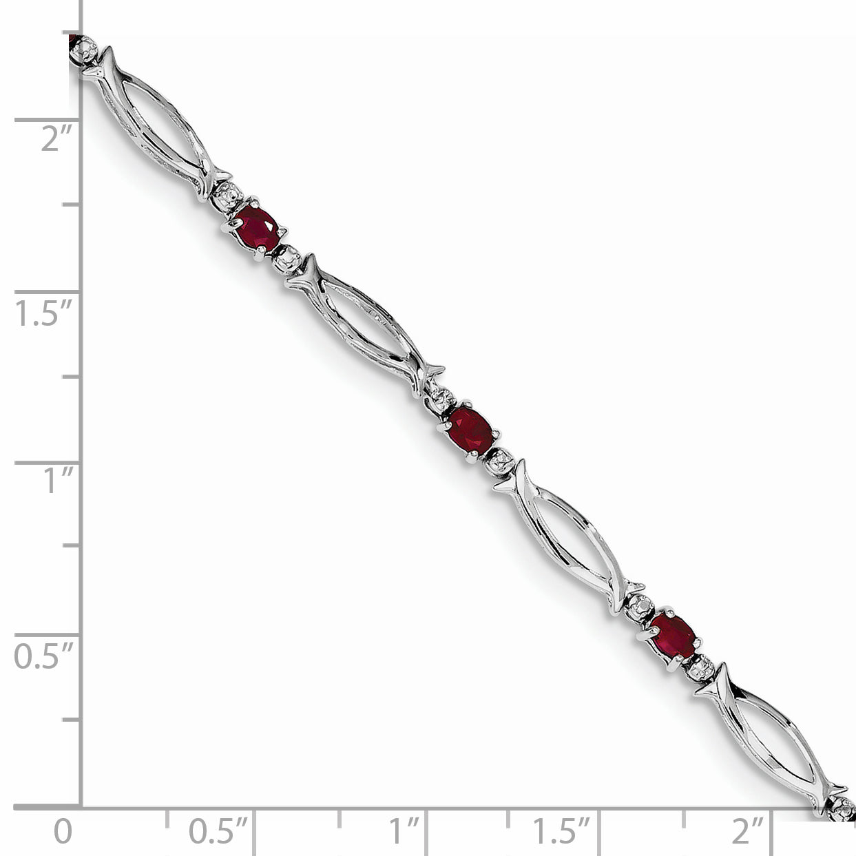 Sterling Silver Rhodium-plated Composite Ruby and Diamond Bracelet