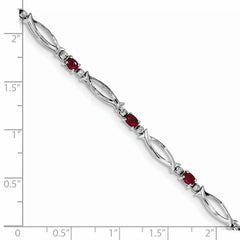 Sterling Silver Rhodium-plated Composite Ruby and Diamond Bracelet