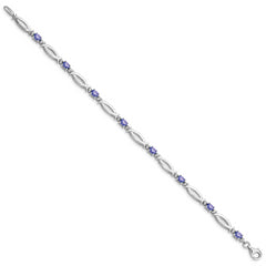 Sterling Silver Rhodium-plated Tanzanite and Diamond Bracelet