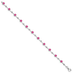 Sterling Silver Rhodium-plated Pink Tourmaline Bracelet