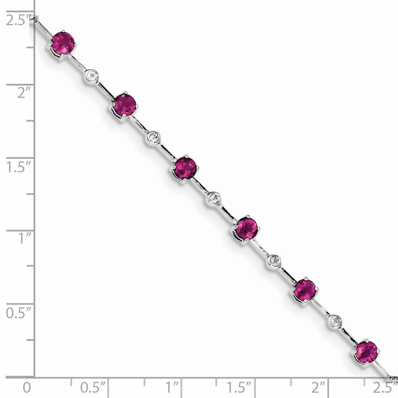 Sterling Silver Rhodium-plated Pink Tourmaline Bracelet