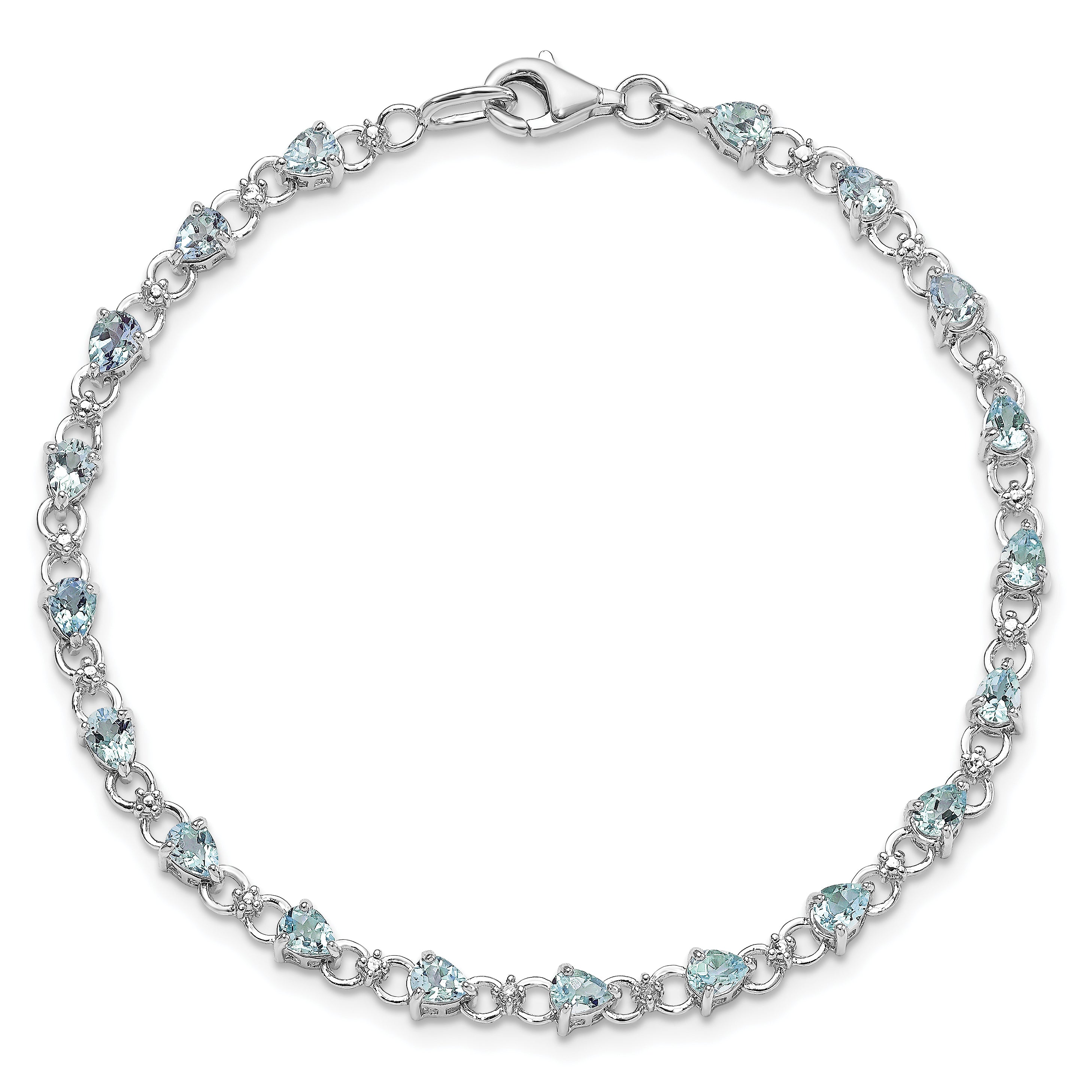 Sterling Silver Rhodium-plated Aquamarine and Diamond Bracelet