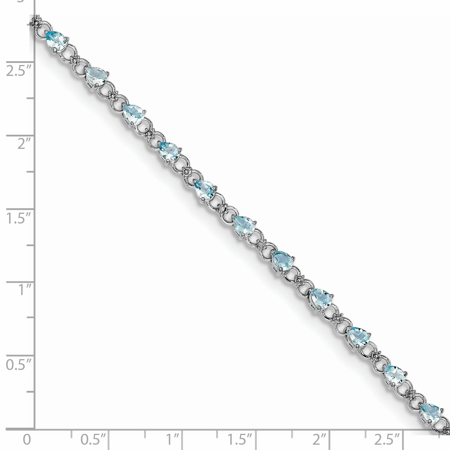 Sterling Silver Rhodium-plated Aquamarine and Diamond Bracelet