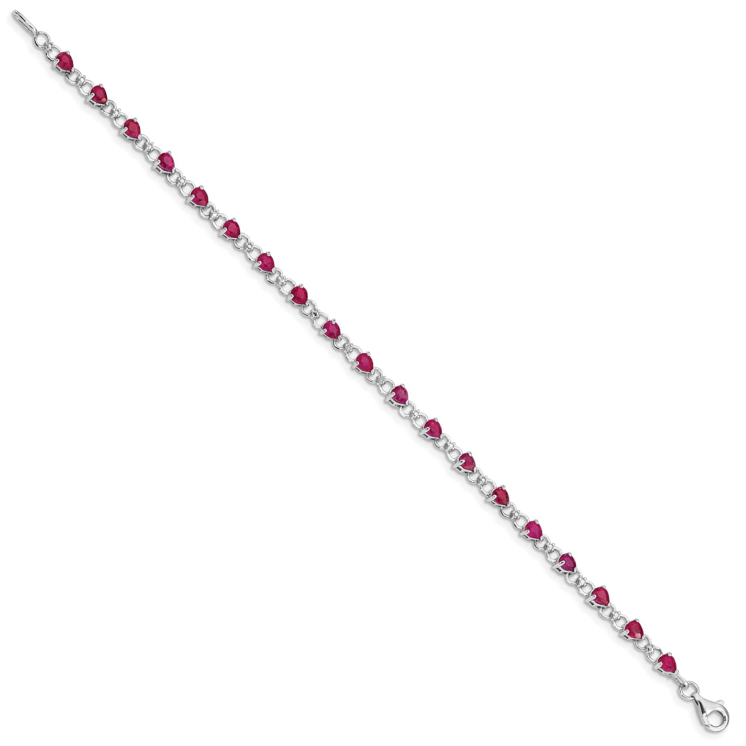 Sterling Silver Rhodium-plated Composite Ruby and Diamond Bracelet